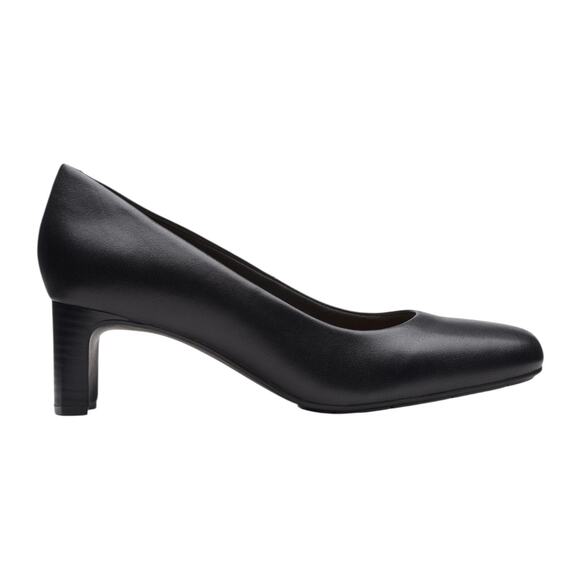 Clarks Women's Kyndall Iris Leather Mid Heel Comfort Pumps Black Size 8 - Picture 2 of 5